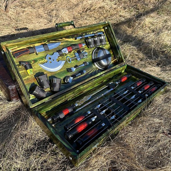 Набір шампурів у дерев'яному кейсі з 43 предметів Н - 5300 фото