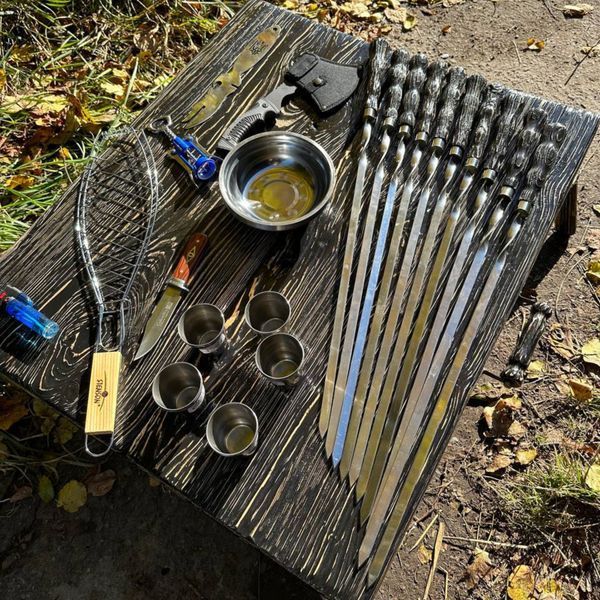 Набір шампурів у дерев'яному кейсі з 36 предметів Н-4750 фото