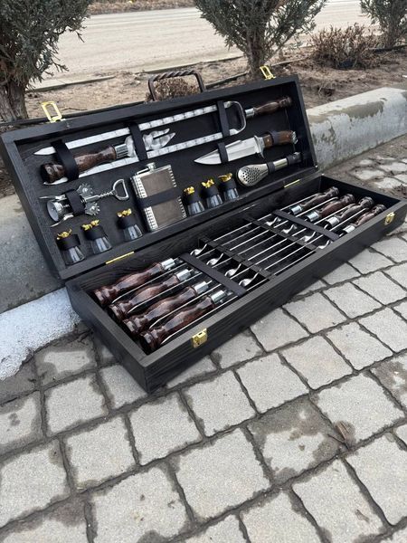 Набір шампурів у дерев'яному кейсі "КАРАТ" карат фото