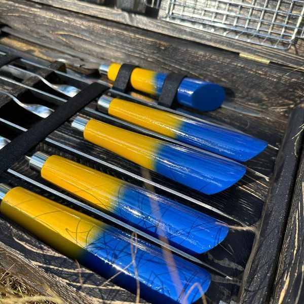 Набір шампурів у дерев'яному кейсі "Українець" Н - 6300 фото