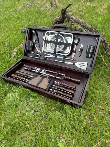 Набір шампурів у дерев'яному кейсі "ХИЖАК NEW" хижак new фото